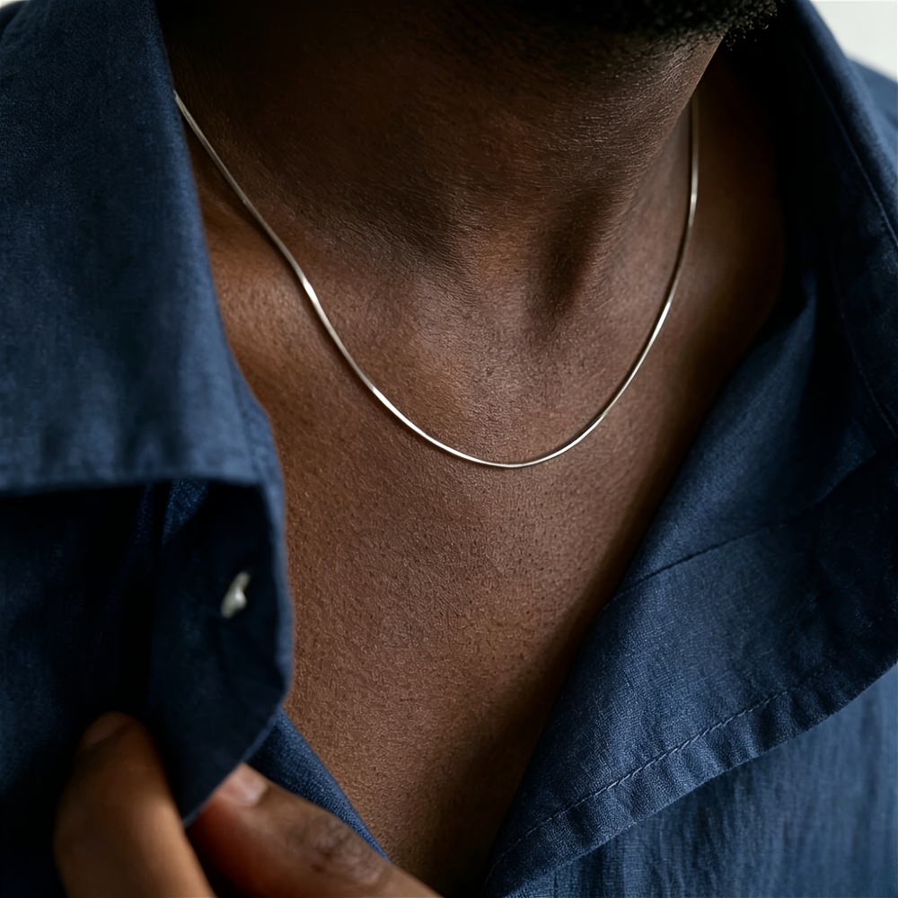 Unisex Minimalist Basic Snake Chain Necklace, Stylish Collarbone